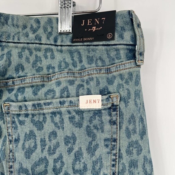 Jen7 For All‎ Mankind Ankle Skinny Jeans Blue Leopard Slimming Stretch 6 New - Picture 5 of 9